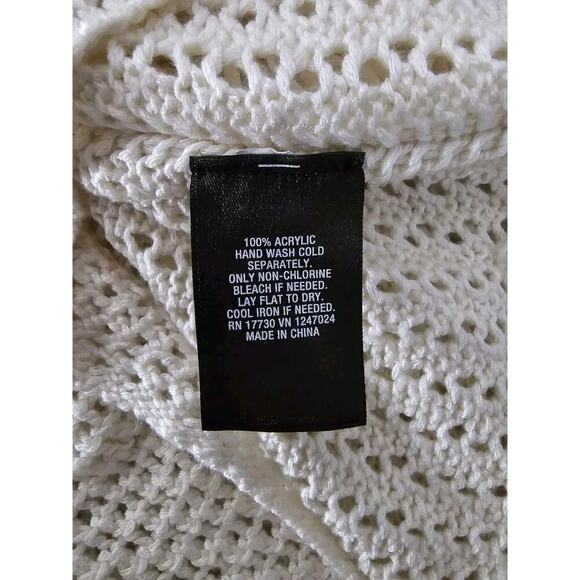 Mossimo Cream‎ Sleeveless Open Knit Fringe Poncho XXL Beach Festival Pool Travel - Picture 6 of 8